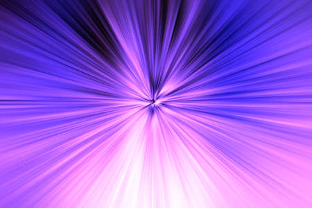 Abstract surface of radial blur zoom in neon lilac, pink and blue tones. Neon bright lilac background with radial, diverging, converging lines.の写真素材