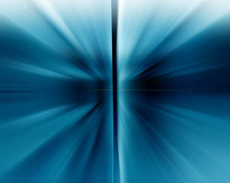 Abstract surface of radial blur zoom in deep blue tones. Bright blue background with radial, diverging, converging lines.の写真素材