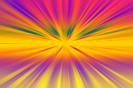 Abstract radial zoom blur surface of lilac, pink, yellow and orange tones. Bright colorful background with radial, radiating, converging lines.の写真素材