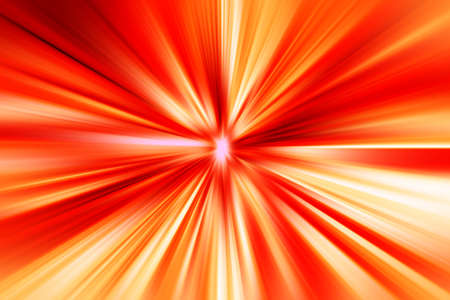 Abstract radial zoom blur surface in orange and light yellow tones. Bright Glow orange-yellow background with radial, radiating, converging lines.の写真素材