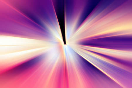 Abstract radial zoom blur surface of lilac, pink, yellow tones. Bright lilac yellow background with radial, radiating, converging lines.の写真素材