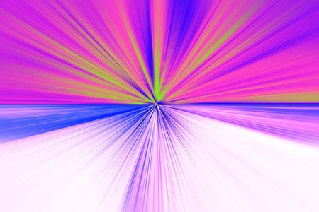 Abstract radial zoom blur surface in lilac, blue and pink colors. Bright lilac-pink background with radial, divergent, converging lines. The background is divided into two parts.の写真素材
