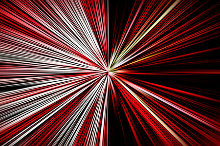 Abstract surface of blur radial zoom in red, black and white tones. Spectacular red background with radial, diverging, converging lines.の写真素材