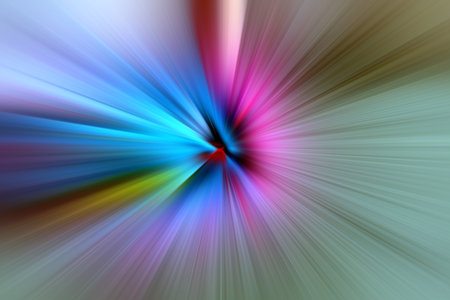 Abstract radial zoom blur surface in blue, pink and gray tones. Bright background with radial, radiating, converging lines.の写真素材