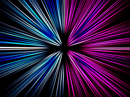 Abstract radial zoom blur surface in blue and pink tones. Spectacular blue-pink background with radial, radiating, converging lines. The background is divided into two parts.の写真素材