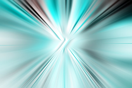 Abstract radial zoom blur surface of turquoise and gray tones. Delicate light background with radial, radiating, converging lines.の写真素材