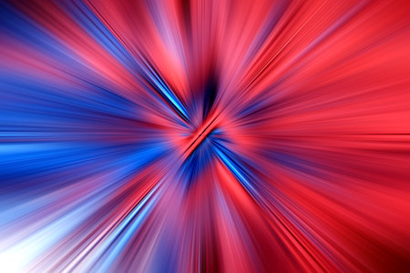Abstract radial zoom blur surface of red and blue tones. Bright juicy background with radial, radiating, converging lines.の写真素材