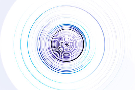 Abstract radial motion blur in blue and lilac tones on a white background.large and small circles. Background for modern graphic design and text, label design, textile, clothing orの写真素材