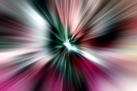 Abstract radial zoom blur surface of pink, green and gray tones. Gloomy background with radial, radiating, converging lines.の写真素材