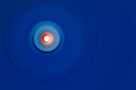 Abstract radial motion blur with vibrant red, cyan and deep blue tones, featuring an...