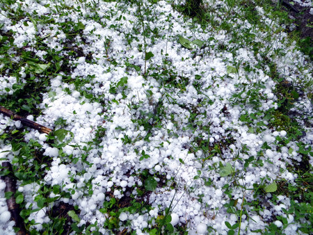 Large balls of hail in ice storm, Georgiaの写真素材