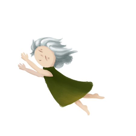 Cartoon girl in a dress. childrens drawing. Isolatedの写真素材
