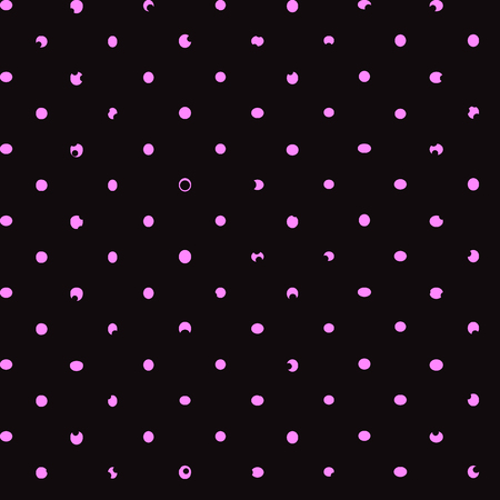 Seamless pattern of small, pink polka dots on a black background. For design, wallpaper, texture textile or background. Vector.のイラスト素材