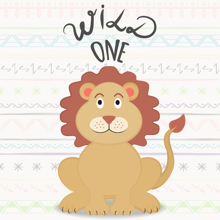Nursery print with leo. Can be used for design children shirt, fashion or prints, template for kids poster, decoration design and home decor or greeting card.のイラスト素材
