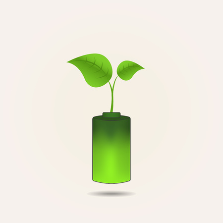 Renewable energy, eco-friendly battery and energy-saving concept for logo, icon, banner, poster.のイラスト素材