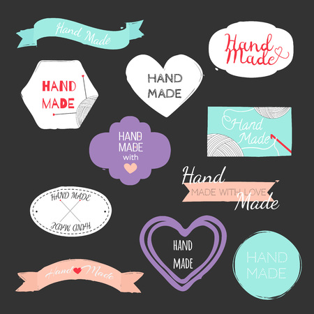 Hand drawn vector various design elements for labels, tags or stamps and badges.のイラスト素材