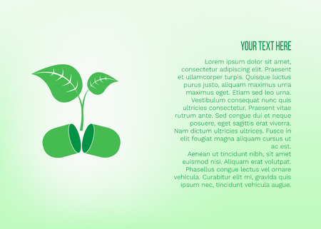 Vector illustration of plant growing from pill. Phyto preparations, herbal treatment,のイラスト素材