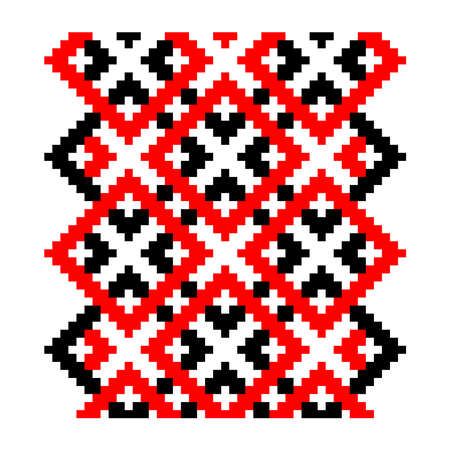 Pixelized pattern Vyshyvanka Traditional Ethnic Ukrainian Seamless Pattern slavic ornamentのイラスト素材