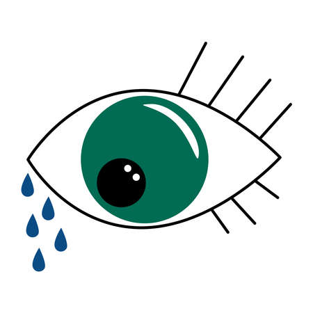 Simple minimalist eyes with tears. crying eye. Tearing Eyeball with tears vector illustration designのイラスト素材