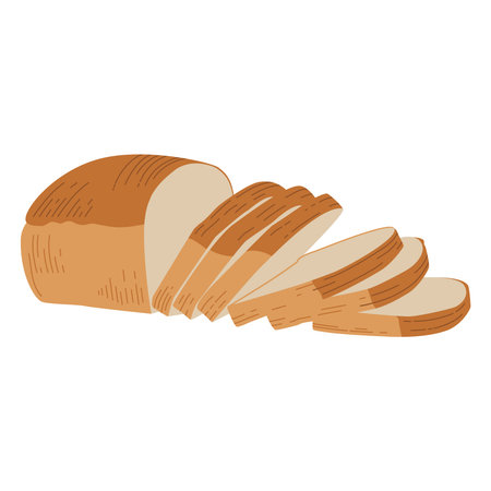 Toast bread. Loaf of wheat and rye bread with slices. Vector illustration for bakery, food design....