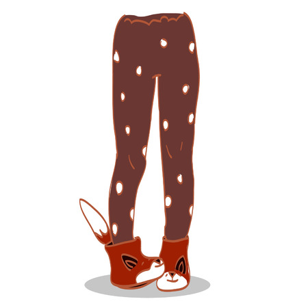 Girl in boots with fox-facedのイラスト素材