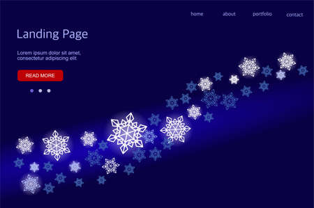 Template for a landing page. Christmas and New Year. Background with snowflakes. Vector illustrationのイラスト素材