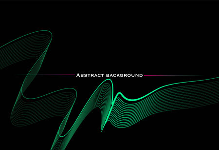 Abstract background with a linear tape, expressive stroke, dynamic form on black background. Vector...
