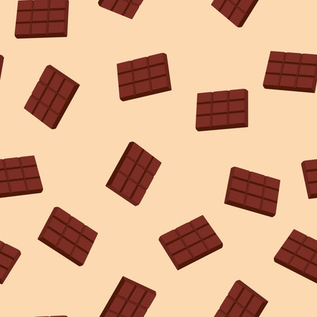 seamless pattern with a chocolate bar. Cartoon style. Geometric delicious sweets. Vector...