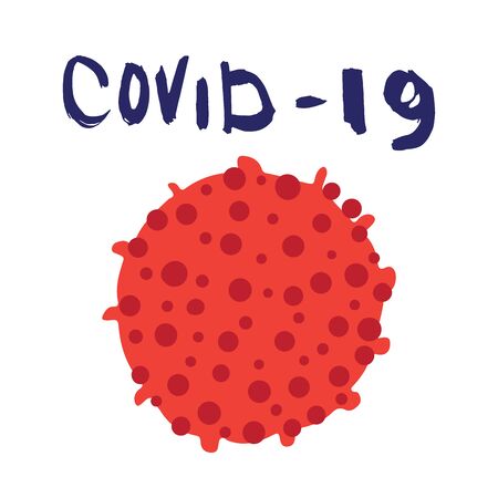 Sign caution coronavirus 2019-nC0V Outbreak. Stop pandemic COVID-19 microbe. The virus attacks the respiratory tract, infections medical health risk. Travel Alert concept. Flat simple cartoon styleのイラスト素材