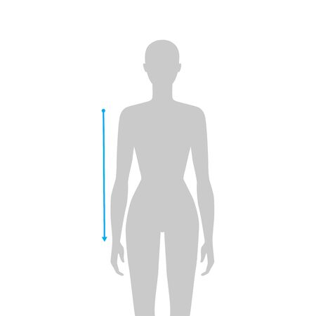 Women to do sleeve length measurement fashion Illustration for size chart. 7.5 head size girl for site or online shop. Human body infographic template for clothes.のイラスト素材