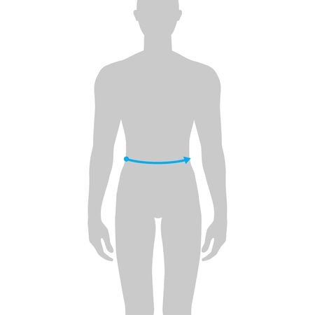 Men to do waist measurement fashion Illustration for size chart. 7.5 head size boy for site or online shop. Human body infographic template for clothes.のイラスト素材