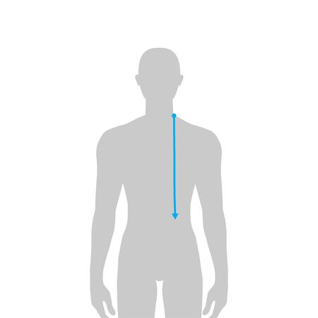 Men to do HPS -high point shoulder- to waist measurement fashion Illustration for size chart. 7.5 head size boy for site or online shop. Human body infographic template for clothesのイラスト素材