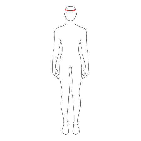 Men to do head measurement fashion Illustration for size chart. 7.5 head size boy for site or online shop. Human body infographic template for clothes.のイラスト素材