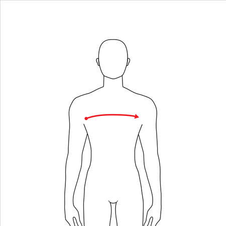 Men to do x-front and x-back measurement fashion Illustration for size chart. 7.5 head size boy for site or online shop. Human body infographic template for clothes.のイラスト素材