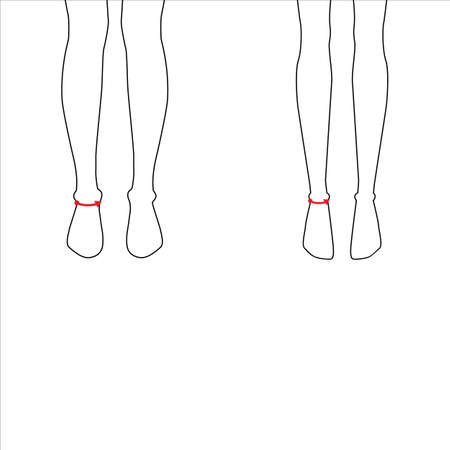 Women and men to do ankle measurement fashion Illustration for size chart. 7.5 head size girl and boy for site or online shop. Human body infographic template for clothes.のイラスト素材