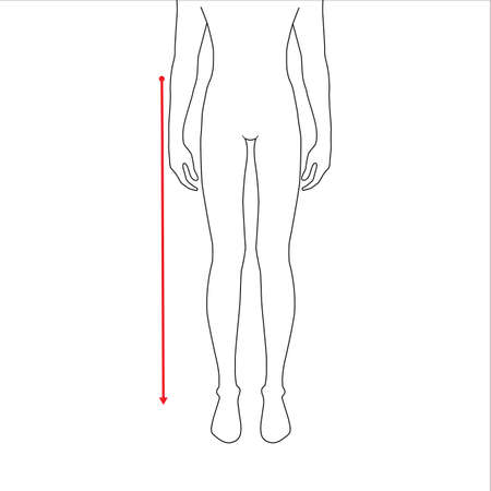 Men to do waist to floor measurement fashion Illustration for size chart. 7.5 head size boy for site or online shop. Human body infographic template for clothes.のイラスト素材
