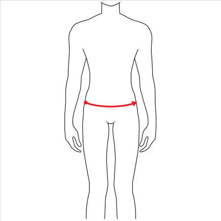 Men to do lower waist measurement fashion Illustration for size chart. 7.5 head size boy for site or online shop. Human body infographic template for clothes.のイラスト素材