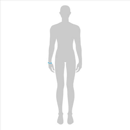 Men to do wrist measurement fashion Illustration for size chart. 7.5 head size boy for site or online shop. Human body infographic template for clothes.のイラスト素材