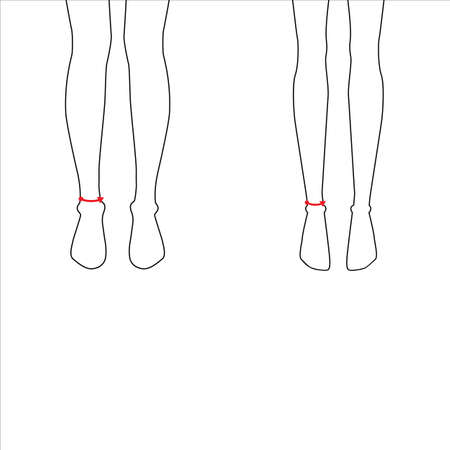 Women and men to do high ankle measurement fashion Illustration for size chart. 7.5 head size girl and boy for site or online shop. Human body infographic template for clothes.のイラスト素材