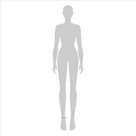 Women to do high ankle measurement fashion Illustration for size chart. 7.5 head size girl for site or online shop. Human body infographic template for clothes.のイラスト素材