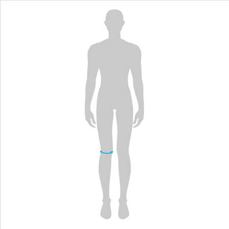 Men to do knee measurement fashion Illustration for size chart. 7.5 head size boy for site or online shop. Human body infographic template for clothes.のイラスト素材