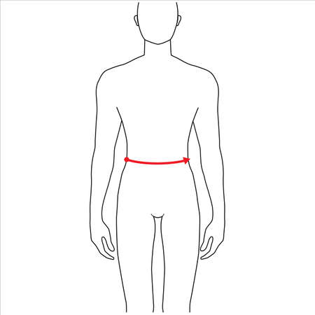 Men to do waist measurement fashion Illustration for size chart. 7.5 head size boy for site or online shop. Human body infographic template for clothes.のイラスト素材