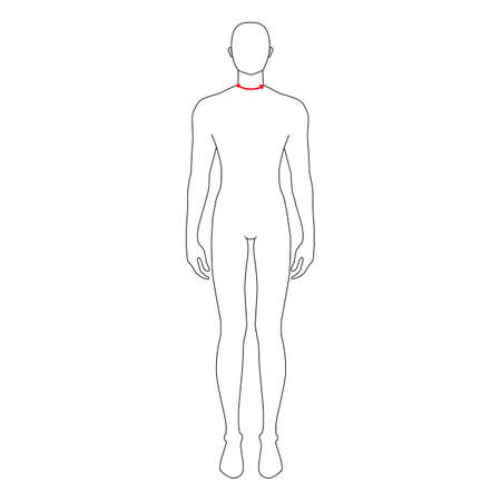 Men to do neck size measurement fashion Illustration for size chart. 7.5 head size boy for site or online shop. Human body infographic template for clothes.のイラスト素材