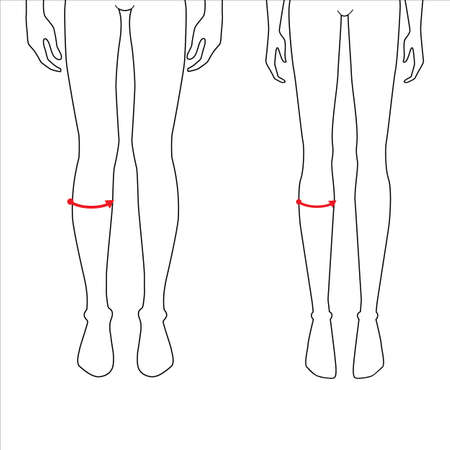 Women and men to do calf measurement fashion Illustration for size chart. 7.5 head size girl and boy for site or online shop. Human body infographic template for clothes.のイラスト素材