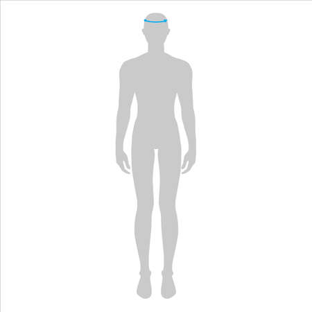 Men to do head measurement fashion Illustration for size chart. 7.5 head size boy for site or online shop. Human body infographic template for clothes.のイラスト素材