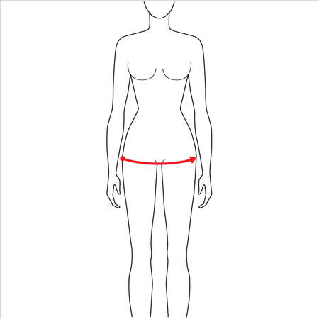 Women to do hip measurement fashion Illustration for size chart. 7.5 head size girl for site or online shop. Human body infographic template for clothes.のイラスト素材