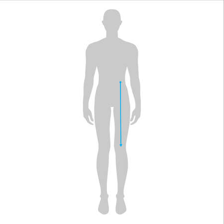 Men to do waist to knee measurement fashion Illustration for size chart. 7.5 head size boy for site or online shop. Human body infographic template for clothes.のイラスト素材