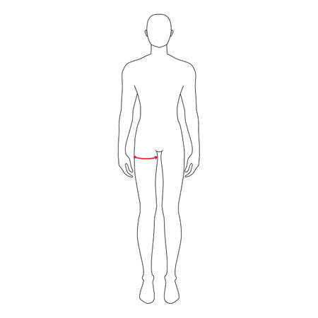 Men to do max thigh measurement fashion Illustration for size chart. 7.5 head size boy for site or online shop. Human body infographic template for clothes.のイラスト素材