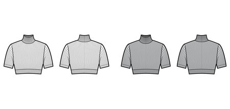Cropped turtleneck ribbed-knit sweater 