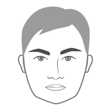 Beardless Beard style men in clean shaven face illustration Facial hair mustache. Vector grey black portrait male Fashion template flat set. Stylish hairstyle isolated outline on white background.のイラスト素材